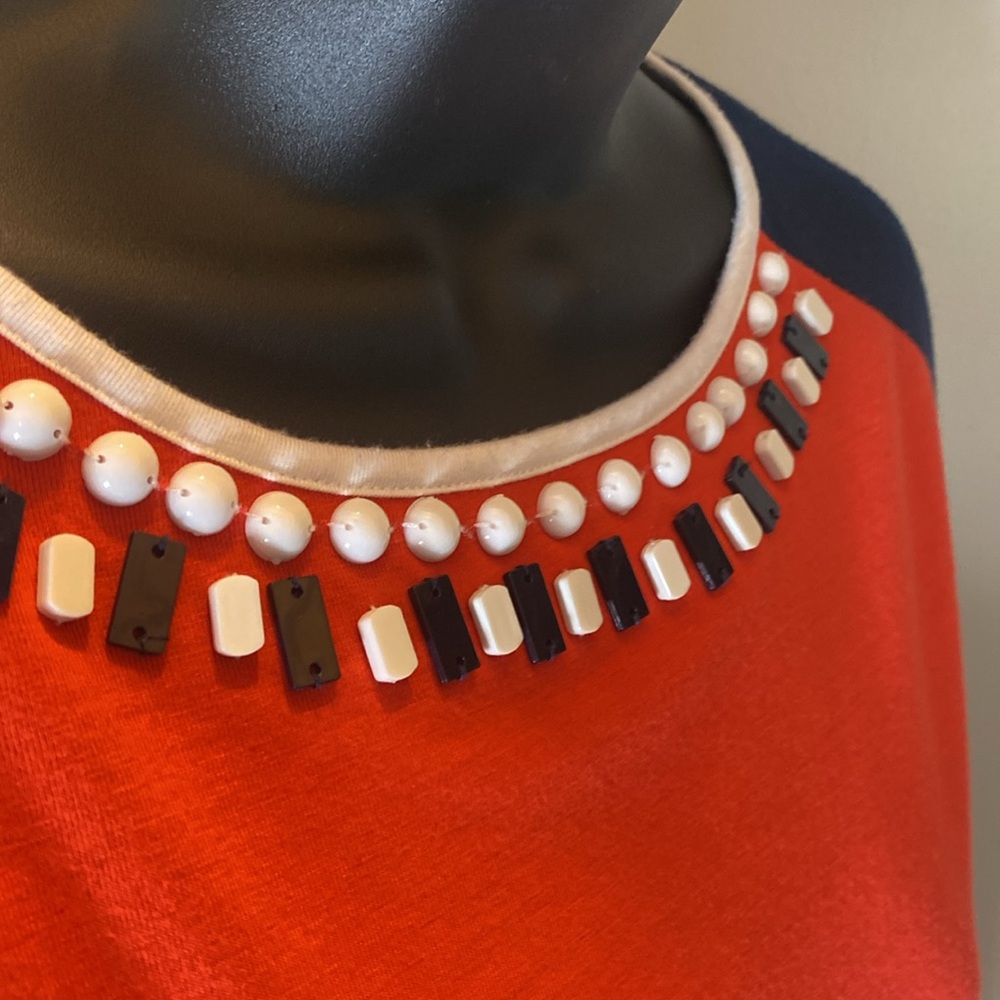 Ruby Rd. Stylish burnt orange /Navy/White Women's Top size PS - Picture 3 of 9